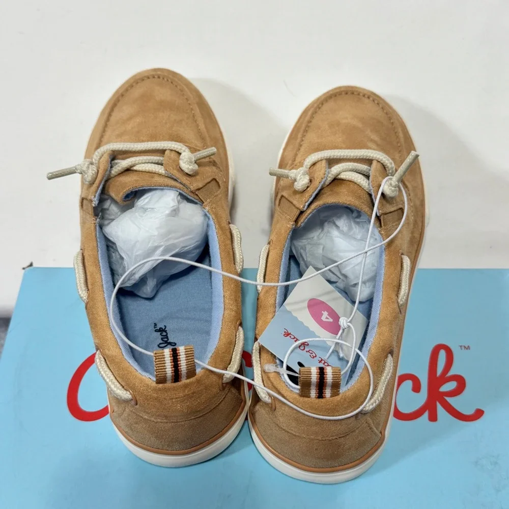 Cat & Jack Reece Sneakers Toddler Size 4 Beige Faux Suede Boat Shoes Slip On New